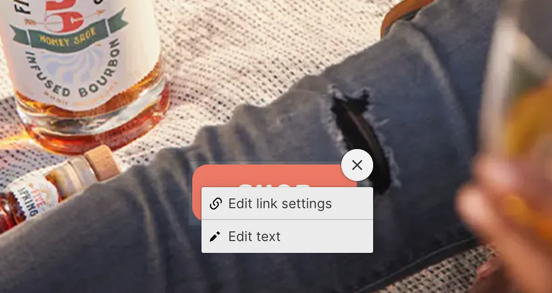 A screenshot of the button options available after clicking the Settings 'cog'.