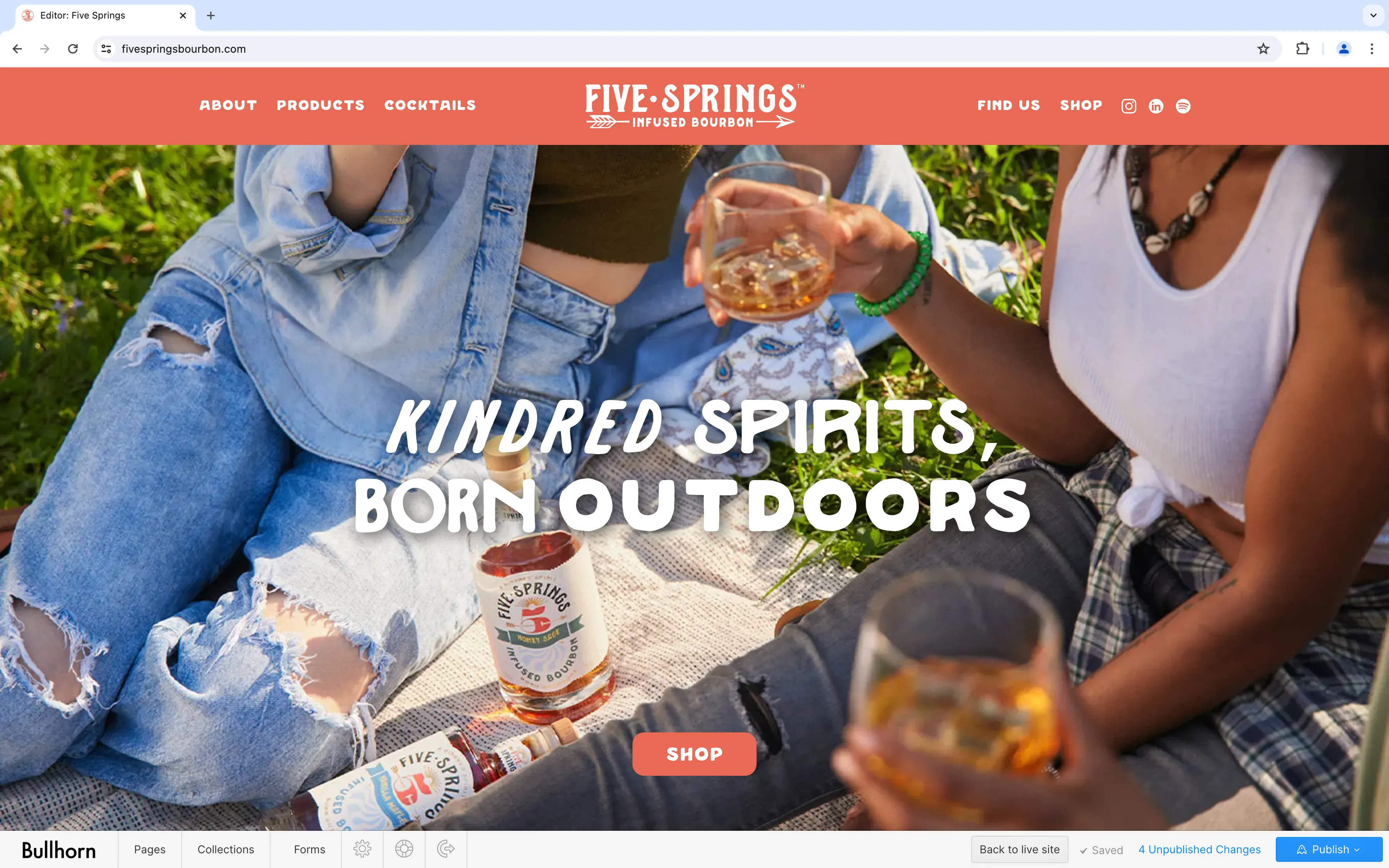 Screenshot of the collapsed Editor showing four unpublished changes