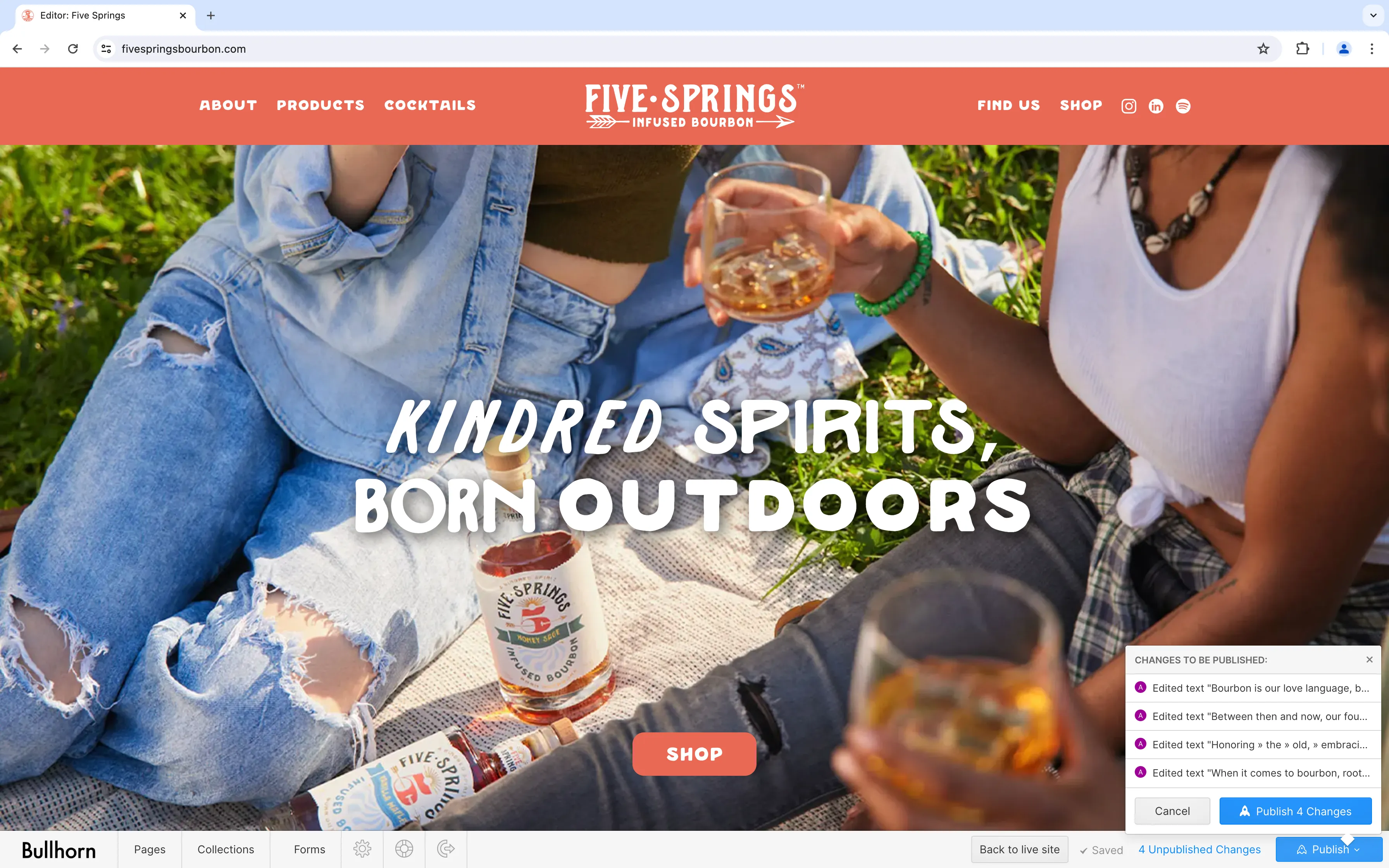 Screenshot of the Editor with the staged changes dialogue open